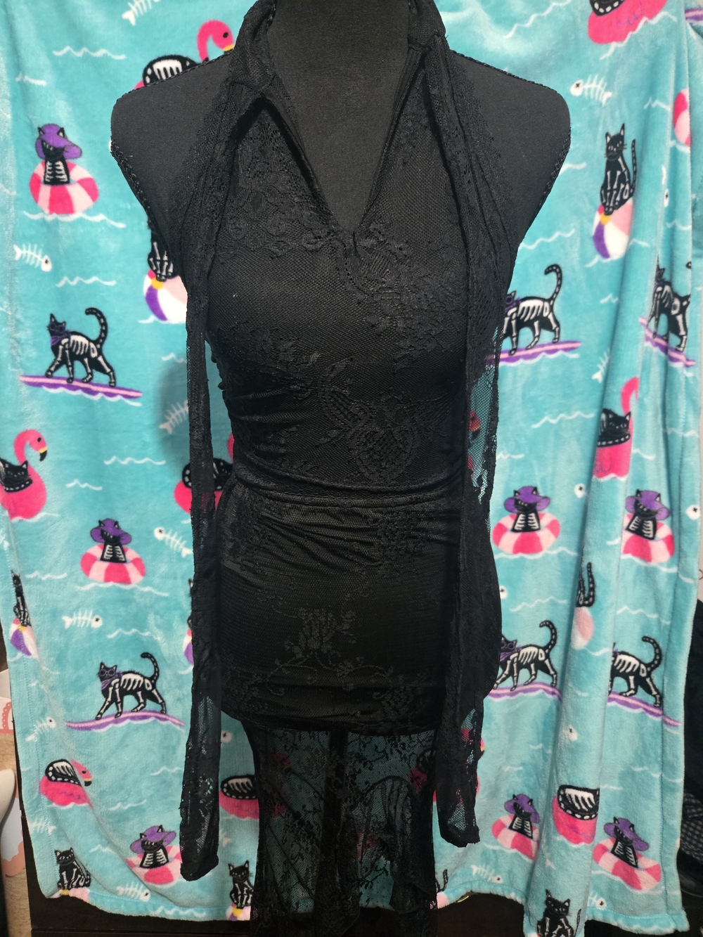 Romantic Goth Lace 2-Piece Outfit Set Killstar Halter XS & Widow Maxi Skirt XS